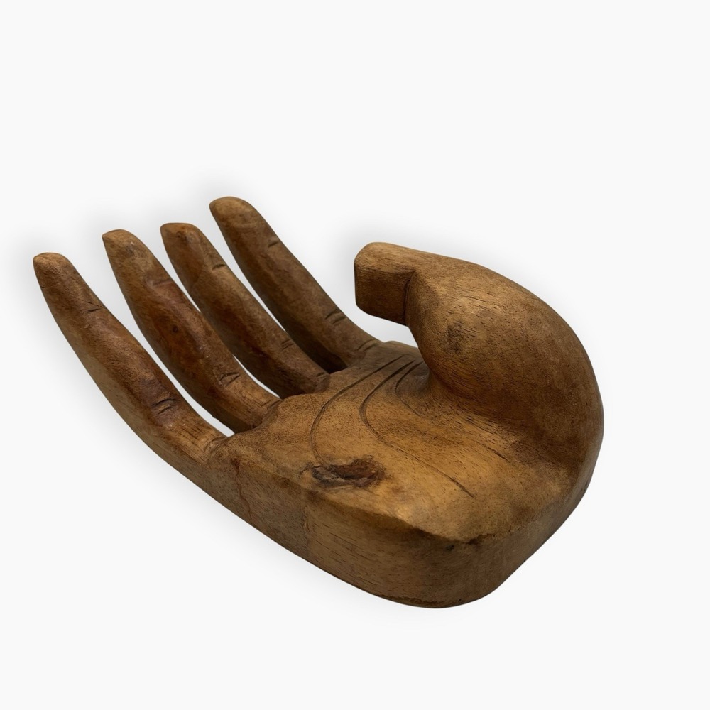 Vintage Large Wooden Hand Carved Right Hand Human Sculpture‎ 8in x 5in